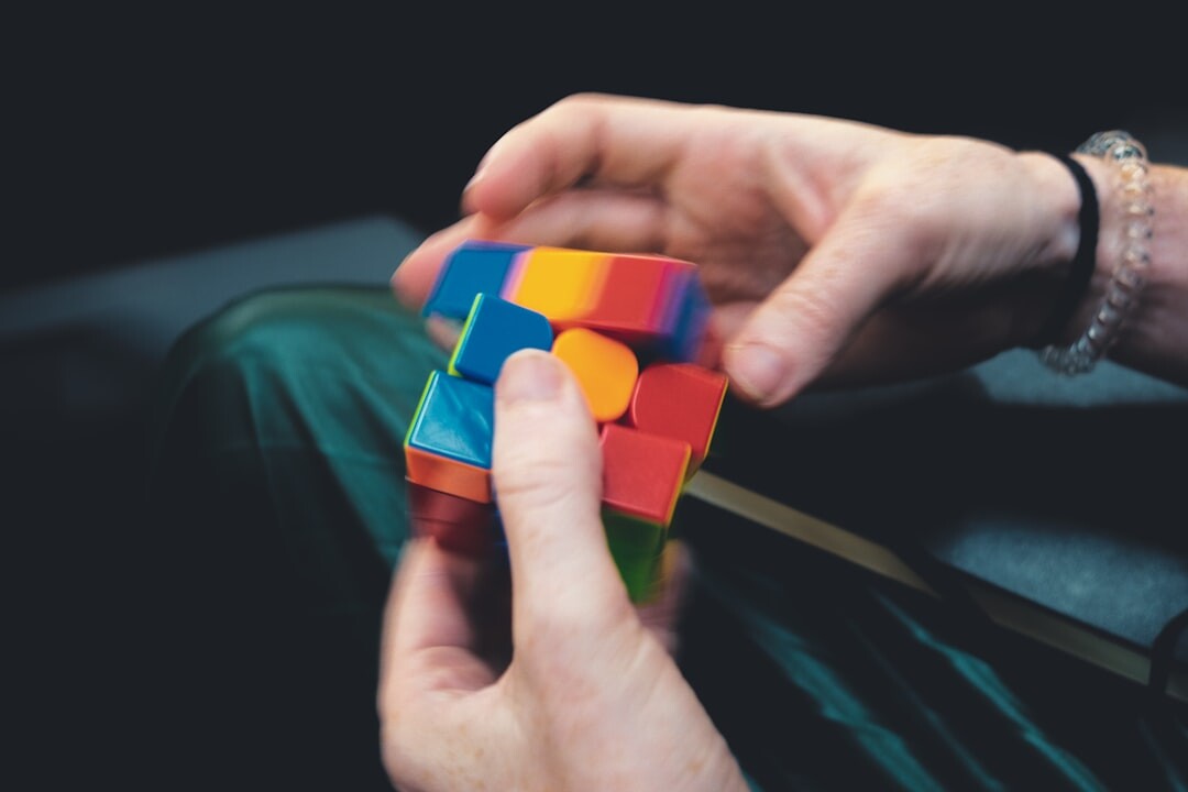 woman solving puzzle